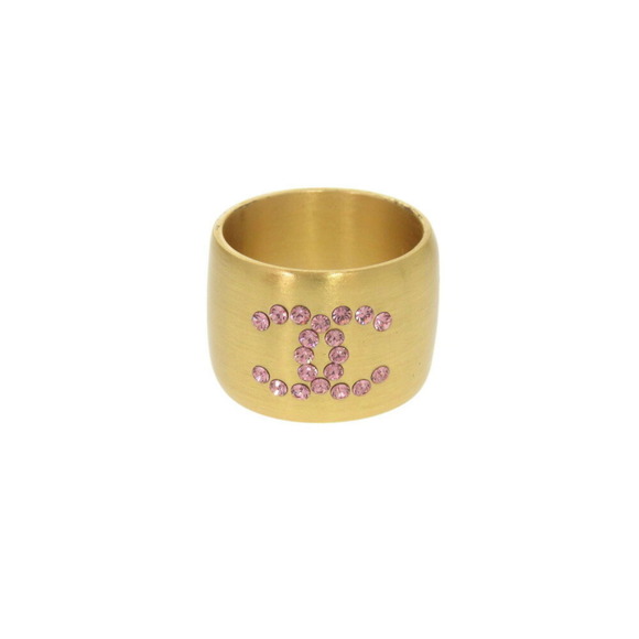 CHANEL Authentic Gold Logo Ring